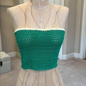 Scarlet and Sam Handmade Corset Palm Knit Green Tube Top - Small 🌴